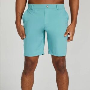 Men's Teal Flat Front Shorts